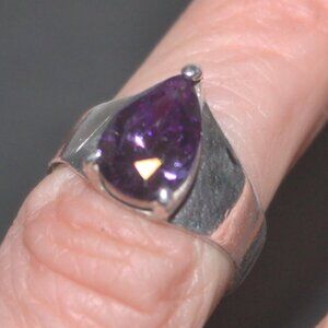 Stunning Large Amethyst Marquise 925 Sterling Cocktail Statement ring